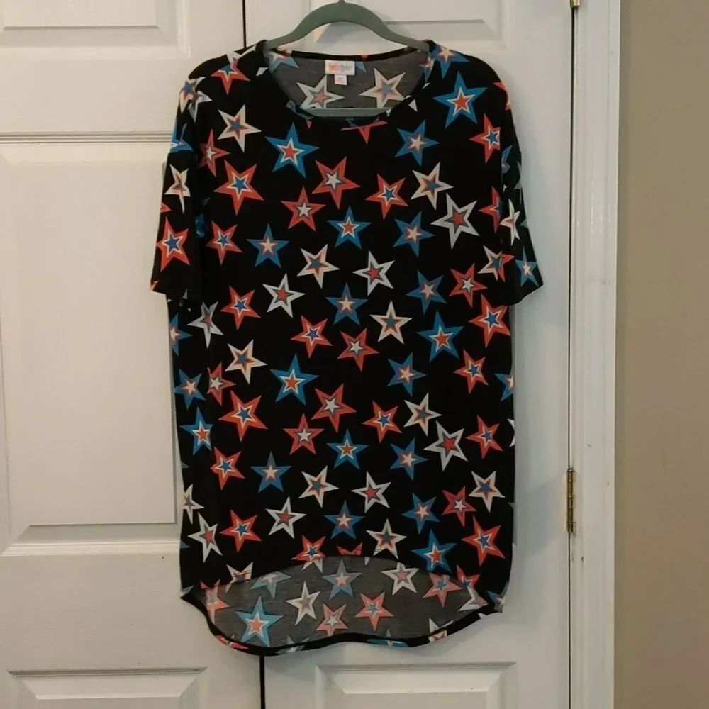 LulaRoe black star print top July 4th Sz XS
